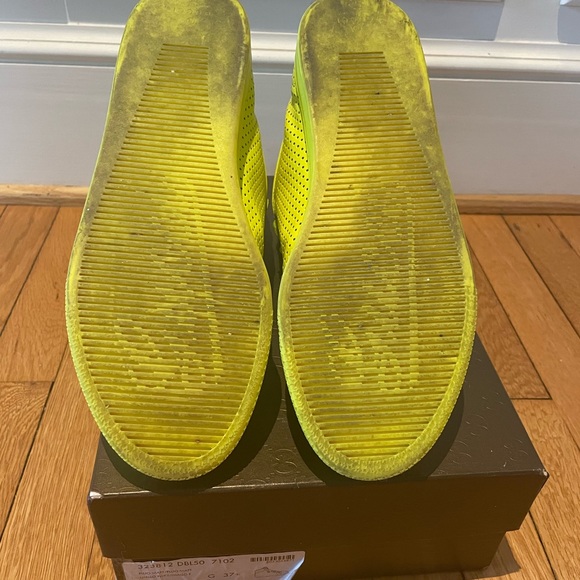 GENTLY USED AUTHENTIC GUCCI CALFSKIN CODA HIGH TOP NEON SNEAKERS SIZE 37.5/7.5 - Picture 8 of 9